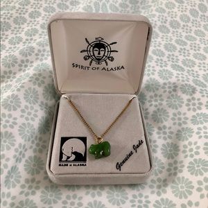Spirit of Alaska bear necklace, genuine jade.
